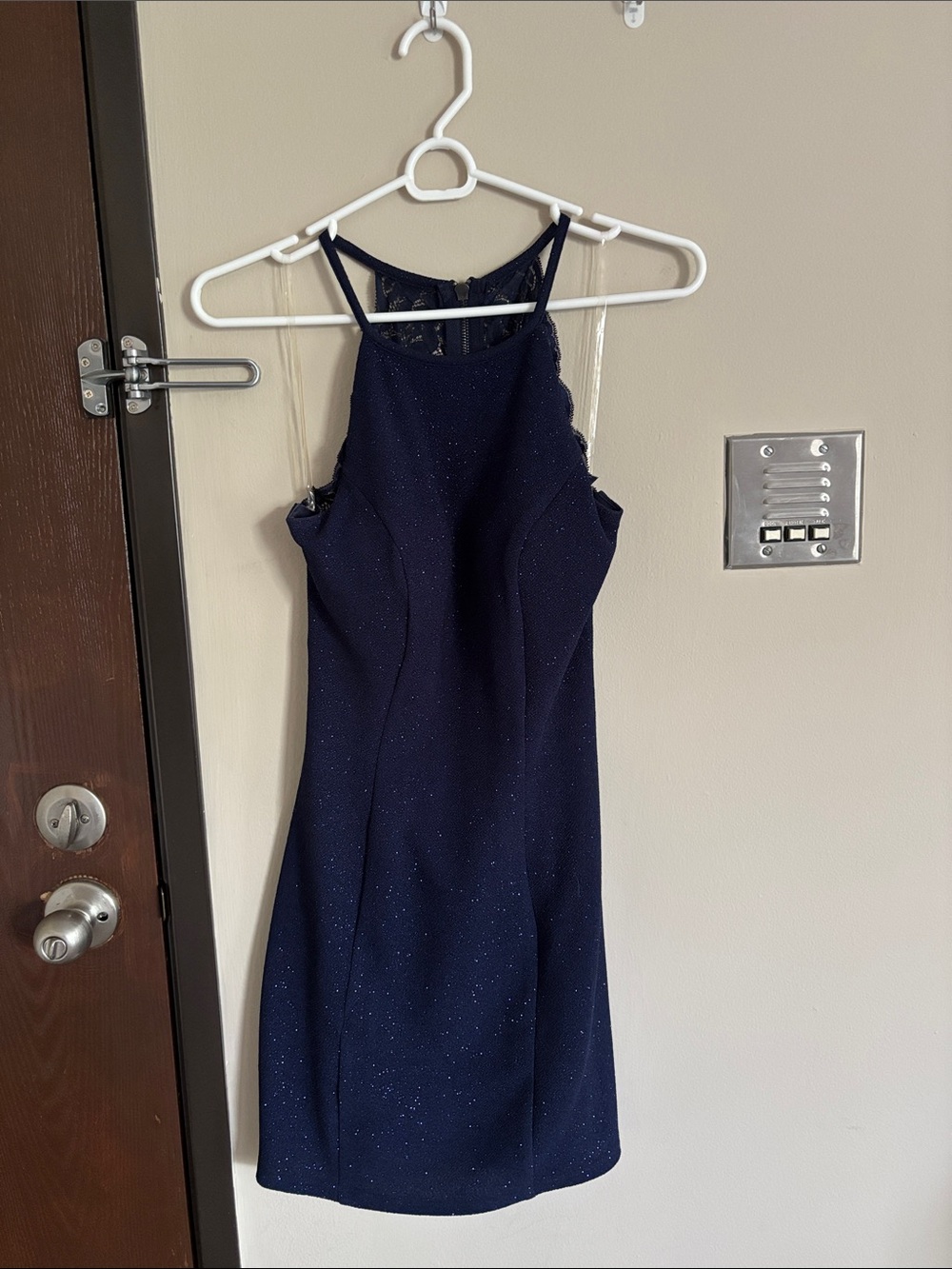 Kohl's Navy Sparkle Halter Mini Dress